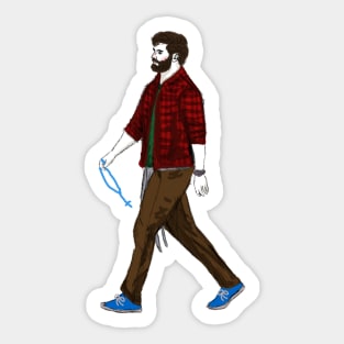 Rosary Boxer walking in Fall. Sticker